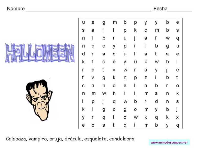 Sopa de letras para Halloween