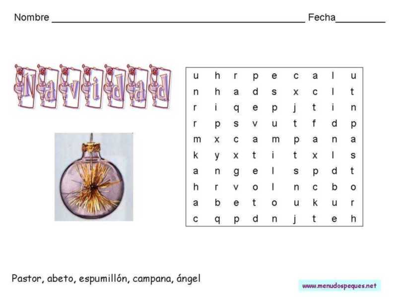 Sopa de letras para Navidad, sopas de letras infantiles