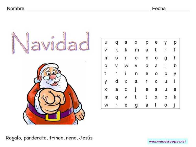 sopas de letras infantiles para navidad